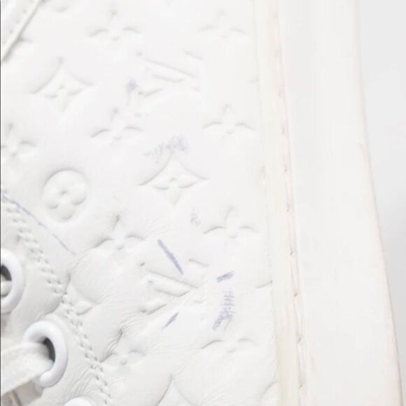 AUTHENTIC Louis Vuitton Leather embossed sneakers shoes size 37.5. Worn twice. - Picture 7 of 13